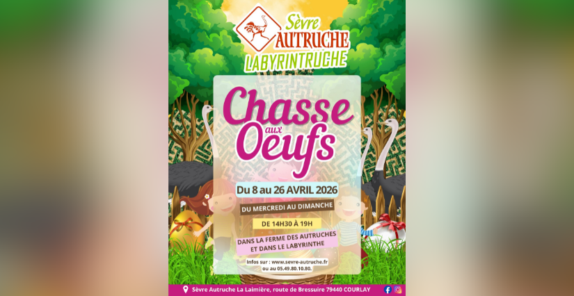 Chasse aux oeufs de pâques dans le labyrinthe chez Sèvre-Autruche