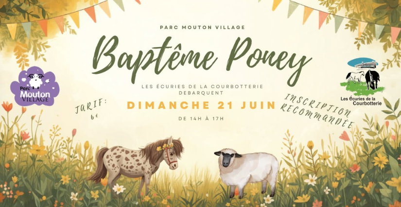 Baptême poney au parc Mouton Village